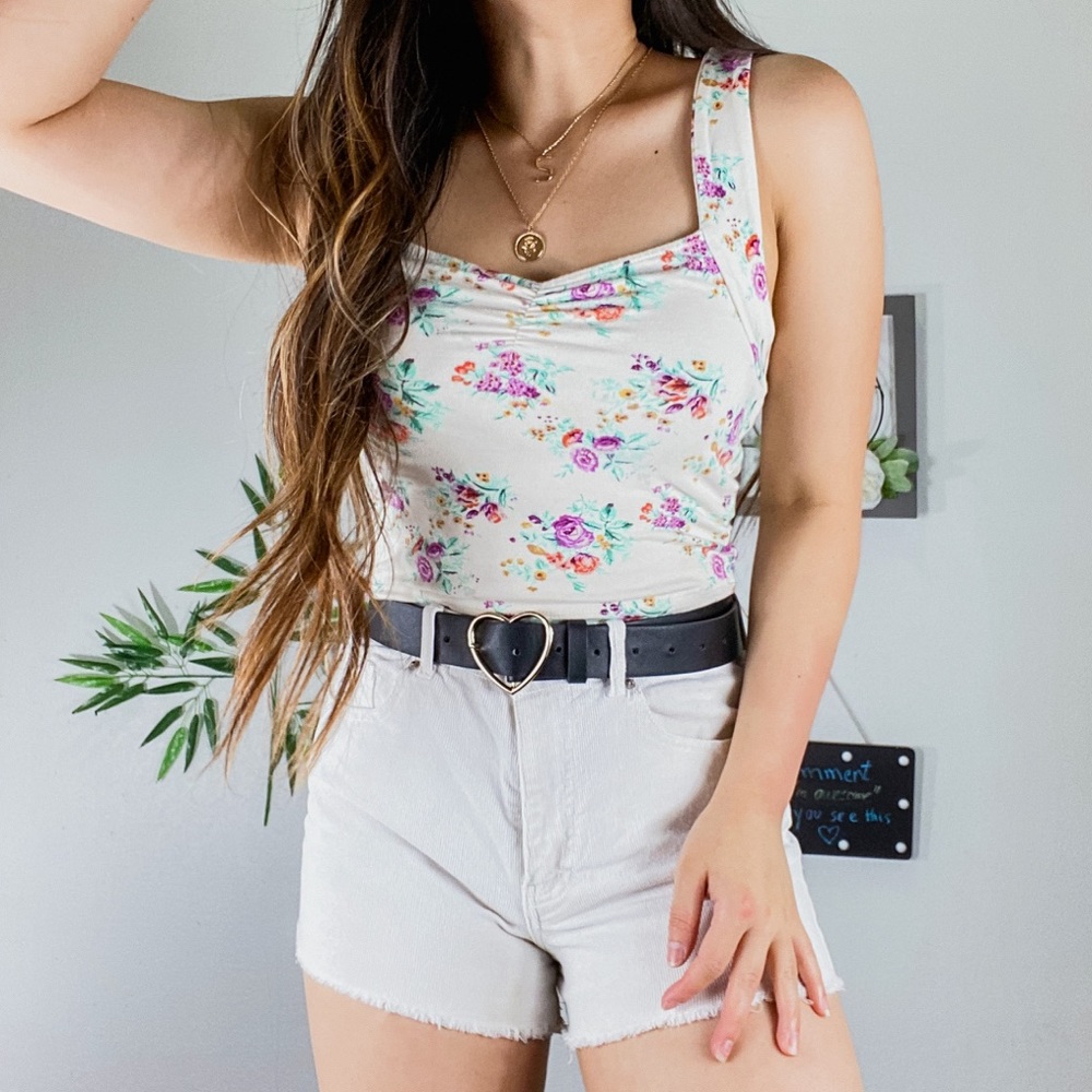Floral Crop Top With Open Back